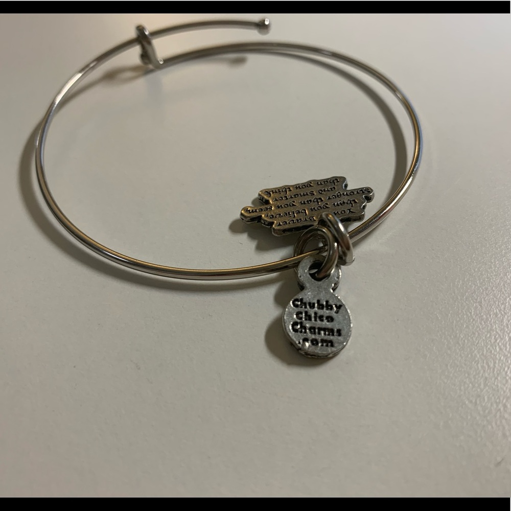 Silver adjustable bracelet w/inspirational quote - Picture 2 of 4